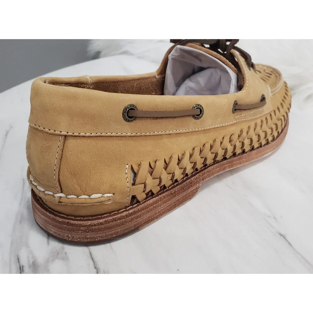 NEW NO BOX Sperry Gold‎ Cup Woven Tan Brown Bronze 2 Eye Boat Shoes SIZE 12